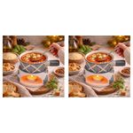 KunhaR Ceramic Fondue Set Pack of 2 (2 Piece of Fondue Set, 4 Tea Light Candle), 450 ML Capacity, (Grey)