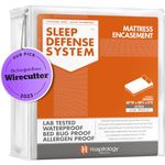 The Sleep Defense System - Waterproof/Bed Bug/Dust Mite Proof Zippered Mattress Encasement & Hypoallergenic Protector - 60-Inch by 80-Inch, Queen - Ultra-Low Profile 6"