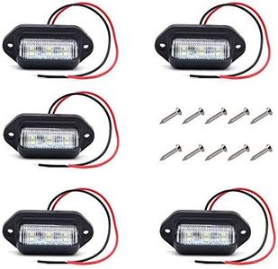 Set of 5 NUZAMAS Truck Trailer Number Plate LED Lights Lamp, 6X LED (2835), IP67 Waterproof, 12V/24V, Lience Plate Light for RV, Boat, Cars, Trucks, RVs