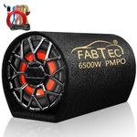 FABTEC 12 Inch High Power Active Super Car Bass Tube Subwoofer with Inbuilt Amplifier Powerful Audio and Deep Bass 6500W with Amplifier Wire Kit (Black Grill)