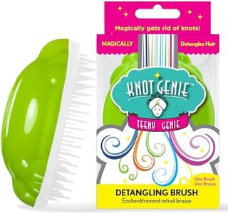 Knot Genie Teeny Detangling Hair Brush for Kids (Lovely Locks Lime) | Perfect Detangling Brush for Curly Hair, Gently Separate Tangles, Leaves Hair Smooth and Shiny | The Pain Free Knot Detangler