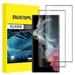 [2 Pack] QUESPLE Screen Protector for Samsung Galaxy S22 Ultra 6.8-Inch, Support Fingerprint Unlock Tempered Glass Film, [Touch Sensitive] [Scratch Resistant] [3D Curved Glass]