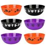 6 Pcs Halloween Candy Bowl Bulk Halloween Plastic Trick Treat Candy Bowls halloween pumpkin bucket Plastic Serving Bowl Tableware halloween serving bowl Halloween Party Supplies (Orange Purple Black)