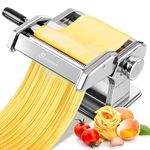 Sailnovo 3-in-1 Stainless Steel Pasta Machine - 9 Adjustable Thickness Settings, 2 Width Cutters, 180 Aluminium Alloy Pasta Roller, Pasta Maker for Fresh Pasta, Spaghetti, Lasagne & Dumplings, Silver