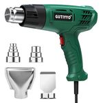 Heat Gun, Professional Hot Air Gun Kit Dual Temperature Settings 300℃~500℃ and Overload Protection, Safe and Reliable, Suitable for DIY and Professional Use of Hot Air Gun (4 Nozzles) Green