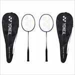 YONEX Aluminium Badminton Racquet Gr 303I Made in India Pack of 2 with Full Cover (Black/Deep Blue)