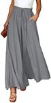 Dokotoo Womens Fashion Fall 2025 High Waist Drawstring Wide Leg Pants Women with Pockets Oversize Soft Lounge Yoga Trousers for Women Dress Pants Office Beach Pants Gray S