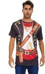 Novelty Men's Pirate Costume T-Shirts, 3D Pirate Tee Shirts Pirate Wig for Halloween Dress up, Single Tee, Large