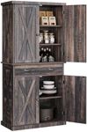 YITAHOME 72'' Farmhouse Kitchen Pantry, Wood Kitchen Storage Cabinets with Drawer and Adjustable Shelves, Kitchen Versatile Storage for Kitchen, Dining Room, Living Room, Dark Rustic Oak