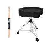STRICH Saddle Drum Throne Seat, Swivel Adjustable Padded Guitar Stool, Heavy Duty Motorcycle Style Widened Drum Chair, SDB-30