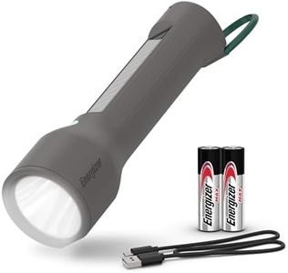 Energizer S-600 Hybrid Power LED Flashlight, Solar, Rechargeable, or AA Battery Powered, IPX4 Water Resistant Bright Flashlight