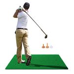 RELILAC Golf Hitting Mats with 3 Rubber Tees - 5x3 Artificial Turf Mat for Indoor & Outdoor Practice - Choose Your Size