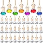 60 Pcs Hanging Car Air Freshener Car Diffuser Bottles Empty Glass Perfume Bottles Air Freshener Diffuser Bottle Pendant for Essential Oils Fragrance Aromatherapy Bottle Ornament Decor (Classic Style)