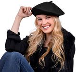 Yaksa Unisex Wool Blend French Artist Beret Caps for Women & Men (Black)