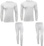 Gaffer Mens Thermal Sets 2 Pack Long Sleeve Tshirt Johns Bottoms T Shirt Ski Wear White Medium