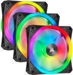 Corsair iCUE QL120 RGB, 120 mm RGB LED PWM Fans (102 Individually Addressable RGB LEDs, Speeds Up to 1,500 RPM, Low-Noise) Triple Pack with iCUE Lighting Node CORE Included - Black