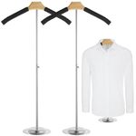 2 Pcs Adjustable T-Shirt Display Stands for Retail Vendors, Shirt Display Hanger Rack with 9.8ft Double-Sided Tape, Portable Clothes Hanging Rack for Shirts Coats, Adjustable Height 16-28 Inches