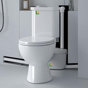 Little Meerkat Upflush Toilet For Basement | 600W Macerating Toilet With Ac Vent, Basement Toilet Pump System With 4 Water Inlets Connected Wash Basin, Bathtub, Sink