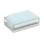 iDesign Clarity Soap Dish for Kitchen/Bathroom Vanities, Clear/Brushed