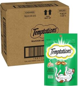 TEMPTATIONS Cat Treats Seafood Medley Flavour 85g Bag, 6 Pack