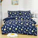 Mooreeke Bed in a Bag for Kids Girls Teens, 5 Pieces Twin Size Comforter Bed Set with Shams, Sheet Set, Space Planet Blue Black Super Soft Microfiber Kids Comforter Bedding Set