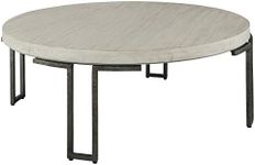 Hekman Sierra Heights Round Coffee Table - Solid Wooden Circle Coffee Table,Forged Square Legs, Rustic Vintage Furniture, Real Wood, Modern Mid Century Furniture, Ideal for Living Room and Guest Room