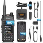 Talkpod A36plus MAX 8W Walkie Talkie Handheld, Long Range Two Way Radio with 771 Airband Antenna & 805 Antenna, Type-C Rechargeable 3200mAh Battery, 999 Channels, 1.44 inch Color Screen(Black)-1 Pack