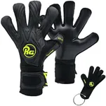 RG ASPRO Blackout Professional Soccer Goalie Gloves |Hybrid Roll Negative Cut Goalkeeper Gloves |German Pro Contact Latex Palm |Soccer Goalkeeper Gloves with Embossed Backhand & Wrist Support (Size 6)