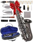 AKLOT Handcrafted E-Flat Alto Saxophone: Matte Black Nickel Brass Body with Deep, Powerful Tone, Secure Air Seal, Smooth 23-Key System, Includes Premium Leather Case, Saxophone Cleaning Kit (CH-OE)
