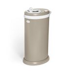 Ubbi Stainless Steel Portable Diaper Pail - 100% Odor Locking Diaper Disposable Bin with Child-Safe Lock, Easy To Use, Baby Nappy Dustbin, Use Regular Trash Bags, Capacity of 55 Diapers, Matte Taupe