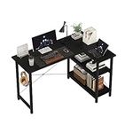 CAIYUN L Shaped Computer Desk, 47'' Corner L Desk with Reversible Storage Shelves, Small Study Work Writing Gaming Table for Home Office Small Space, Black