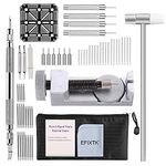 DIY Crafts Watch Band Strap Link Pins Remover Repair Tool,24 in 1 Kit with 3 Extra Tips Replacement,20PCS Cotter Pin,1PCS Holder,1PCS Head Hammer,1PCS Tweezers,1PCS Glasses Cloth