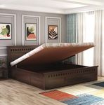 GHROYAL Sheesham Wood Kuber Queen Size Bed with Hydraulic Storage for Bedroom Home Wooden Double Bed Cot Palang for Living Room and Hotels (Walnut Finish) | 1 Year Warranty