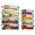 Vtopmart Glass Containers with Lids, 8 Pack Glass Meal Prep Containers, Lunch Box with BPA Free, Stackable, High Temperature Resistance, for Freezer, Camping (35OZ & 12OZ)