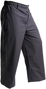 Mercer Culinary M60030BFPL Millennia Men's Black Cook Pants with White Fine Pinstripe, Large
