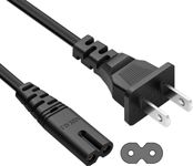 SatelliteSale 18AWG 2-Prong to Round Connector AC Universal Replacement Power Cable PVC Black Cord (6 feet)