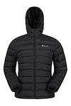 Mountain Warehouse Season Mens Padded Jacket - Water Resistant Jacket, Lightweight, Warm, Lab Tested to -30C, Microfibre Filler - For Travelling, Walking Black M