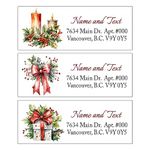 Set 30 Personalized Return Address Labels with Cute Watercolor Holly Bushes red Berries Pattern 2.7 x 1 inch Rectangle Shape Round Corner self Adhesive Stickers