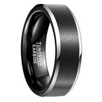 NUNCAD Black Tungsten Carbide Rings for Men 8mm Tungsten Wedding Bands Ring Engagement Rings Promise Rings Brushed Finish Rings Comfort Fit Size Q1/2