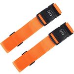 2Pcs Luggage Straps,Orange Packing Belt Suitcase Straps on Your Trip with Coded Lock （1.97 in*78.74 in）