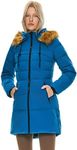 Orolay Women's Winter Down Coat Warm Puffer Jacket with Faux Fur Blue Large