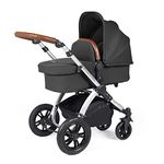 Ickle Bubba Stomp Luxe All-in-One Travel System with Isofix Base (Galaxy) - Silver/Charcoal Grey/Tan