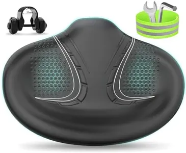 BLUEWIND New Noseless Oversized Bike Seat, Wide Bicycle Saddle Novel Backrest Design for Electric Bike, Universal Fit Exercise Bike or Road Stationary Bike Seat Cushion for Men & Women