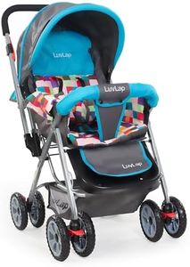 LuvLap Sunshine Baby Stroller / Pram for 0 - 3 Years, New Born / Toddler / Kid, 5 Point Safety Harness, Adjustable backrest, 360° Swivel Wheel, Large storage basket, Reversible Handlebar (Teal)