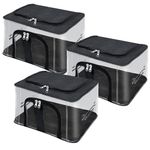 Storite 3 Pack Nylon 33 L PVC Transparent Moisture Proof Storage box for Clothes Closet Wardrobe Organizer Saree Bags for Clothes with Carry Handle - (Black, 44 x 31 x 24 cm)