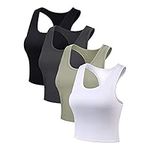 Gym Tops for Women UK 4 Pack/6 Pack Plus Size Multicolor Tank Sleeveless Crop Sport Pieces Women's Solid Color Blouses Cotton Racerback Tshirts Basic Workout Tanks T-Shirts Cropped Gym T Shirts Sales