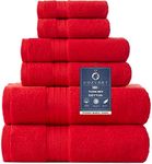 COZYART Red Bath Towel Sets, Premium Turkish Cotton Large Towel Sets for Bathroom, 650 GSM Luxury Bath Towels Set with 2 Bath Towels, 2 Hand Towels, 2 Washcloths, Ultra Soft & Water Absorbent