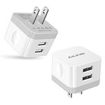 USB Charger Cube, Wall Charger Plug, Ailkin 2.4A Dual Port USB Adapter Power Plug Charging Station Box Base Replacement for iPhone X/8/7, iPad, Samsung Phones and More USB Charging Block