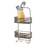 iDesign Vine Metal Wire Hanging Shower Caddy, Extra Wide Space for Shampoo, Conditioner, and Soap with Hooks for Razors, Towels, and More, 10.5" x 4.5" x 25", Bronze