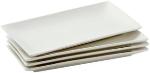 Juvale White Ceramic Serving Platter Trays, Set of 4 Rectangular Appetizer Plates (9.5 Inches)